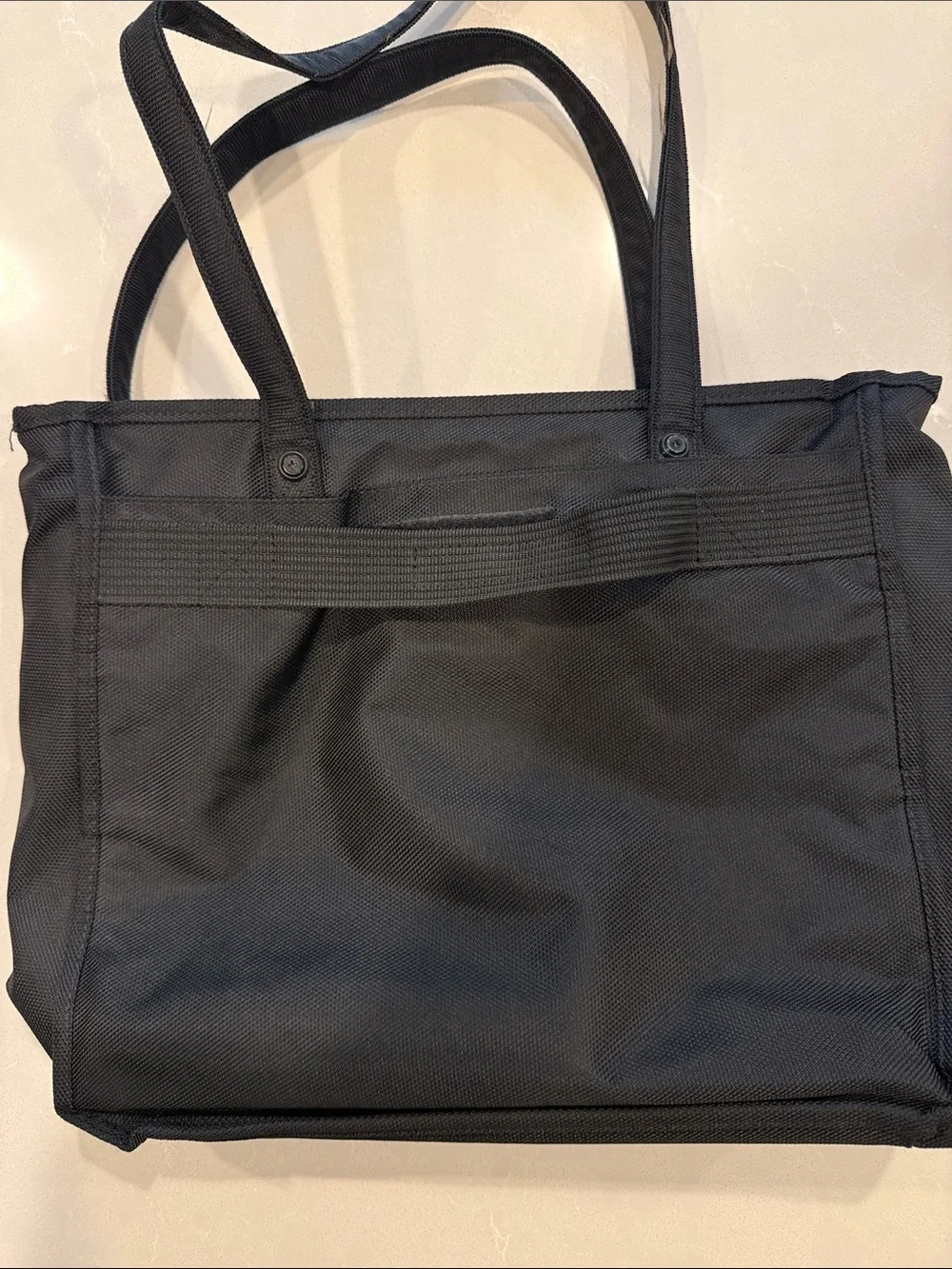 Black Laptop Tote with Front Zip Pocket - Unbranded